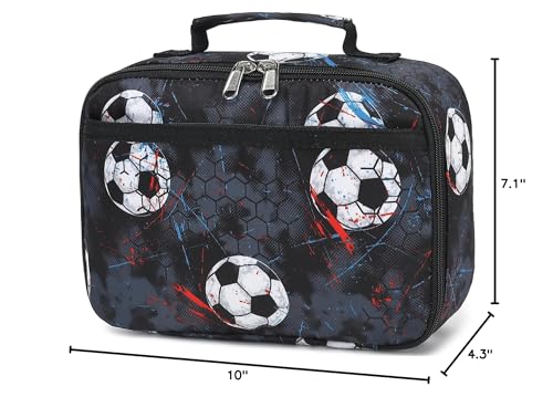 CAMTOP Kids Soccer Lunch Box Boys Girls Insulated Lunch Cooler Bag Reusable Lunch Tote Kit for School Travel