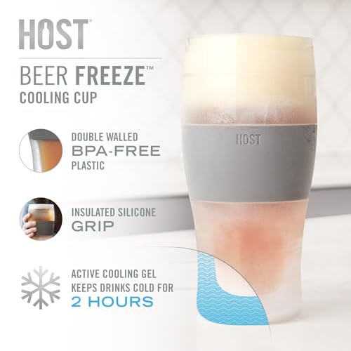 Freezable Insulated Beer Pint Glasses, Cooling Gel Tumbler Set - 16 oz, 2 Pack