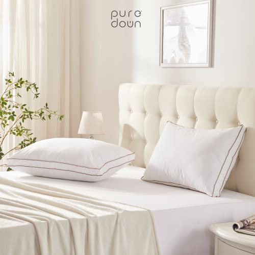 puredown Gusseted Goose Feather & Down King Bed Pillows - Set of 2