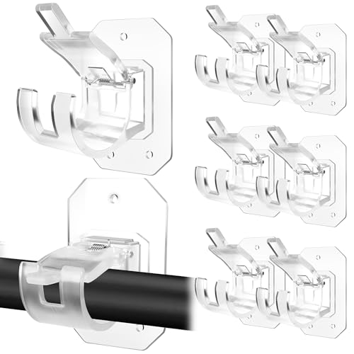 8-Pack No Drill Curtain Rod Brackets - Self-Adhesive Adjustable Holders