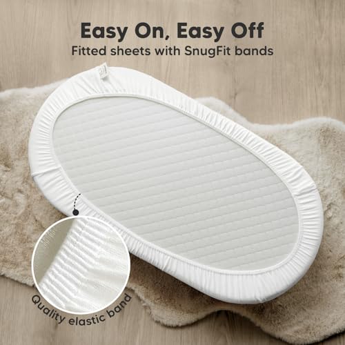 KeaBabies Organic Cotton Baby Bassinet Sheets 2-Pack Soft White