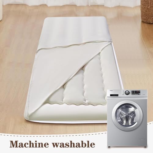 Japanese Floor Futon Mattress Cover - Washable Tatami Mat, 84" L x 43" W, Beige