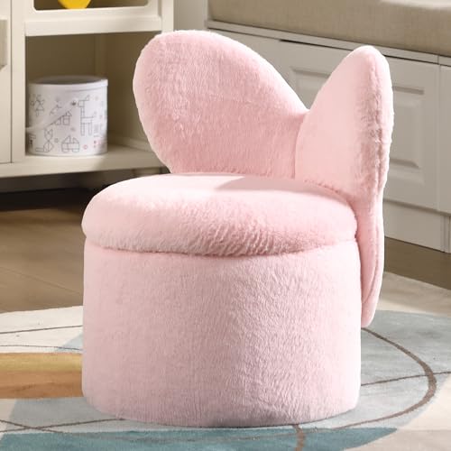 Plush Butterfly Toddler Chair with Storage - Pink Kids Reading Ottoman