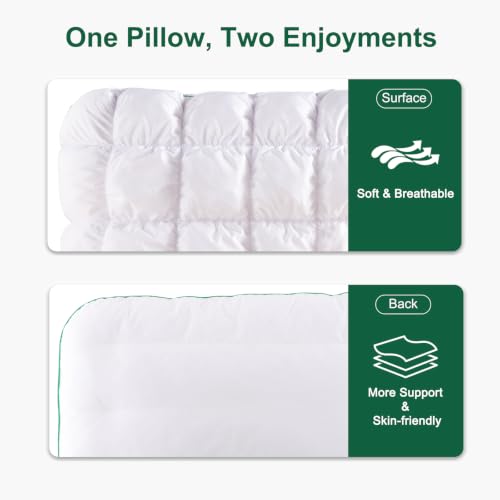 Fluffy Queen Size Bed Pillow - Soft Down-Alternative Filling