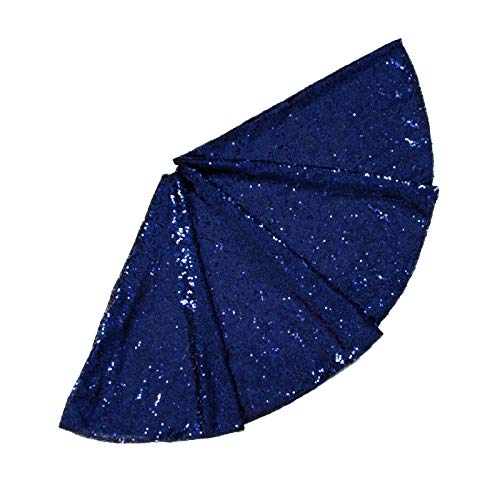 Navy Blue Christmas Tree Skirt 60 Inch Sequin Holiday Decor for Small Trees