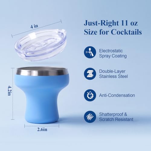 11 oz Insulated Margarita Tumbler with Lid and Straw - Stainless Steel