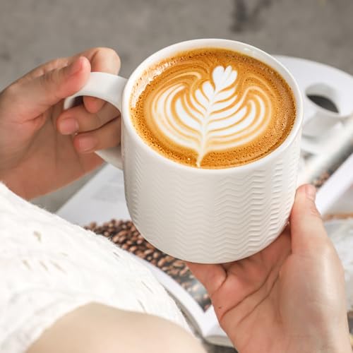 HASENSE Multicolor 15 oz Ceramic Coffee Mug Set with Metal Stand, Stackable Latte Cups for Tea & Cappuccino