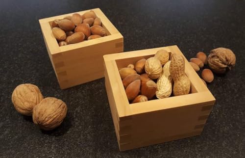 EDOYA Hinoki Wood Sake Cups Set of 2 - Japanese Masu for Cold Sake & Snacks