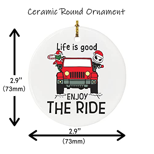 Life is Good Red Truck Sign Hanging Ornament 11 - Jack Skellington & Grinch Ceramic Christmas Ornament