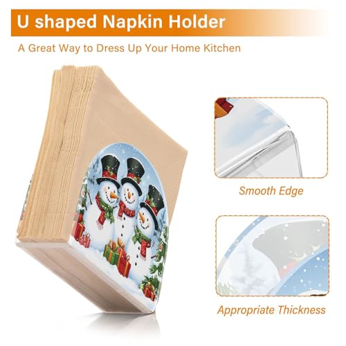 ALAZA AA08 Christmas Snowman Napkin Holder Acrylic Holiday Kitchen Dispenser