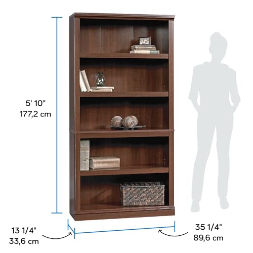 5-Shelf Bookcase with Adjustable Shelving, Cherry Finish Storage Unit