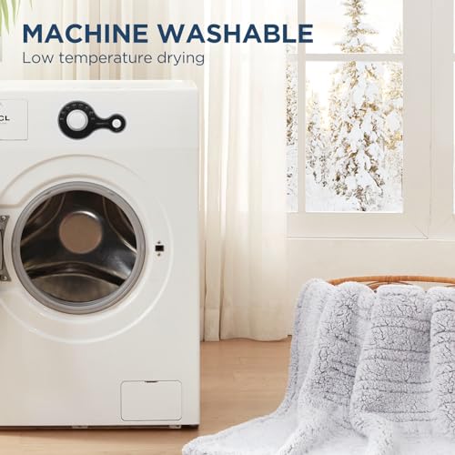 Electric Heated Throw Blanket, 6 Heat Settings, Soft Plush Sherpa, 50x60"