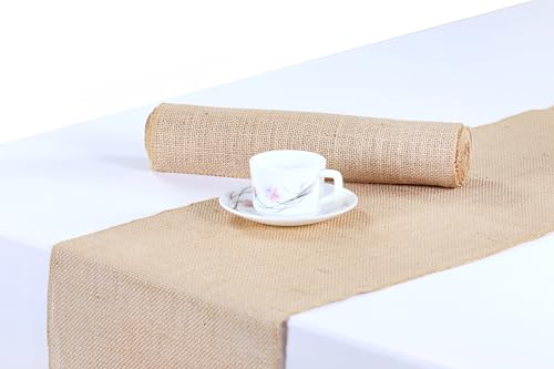 Natural Burlap Table Runners 12 x 108 Inches Pack of 12 - Rustic Farmhouse Decor