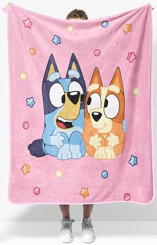 Jay Franco Kids Bluey Plush Throw Blanket, Soft Microfiber 40x50 Pink