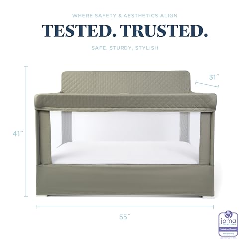 Organic Full Size Baby Crib & Playard with Breathable Mesh Walls - Sage