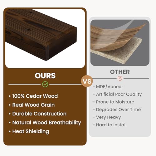Floating Fireplace Mantel Shelf - Rustic Brown 60x8x3 Inches Wooden Wall Shelf