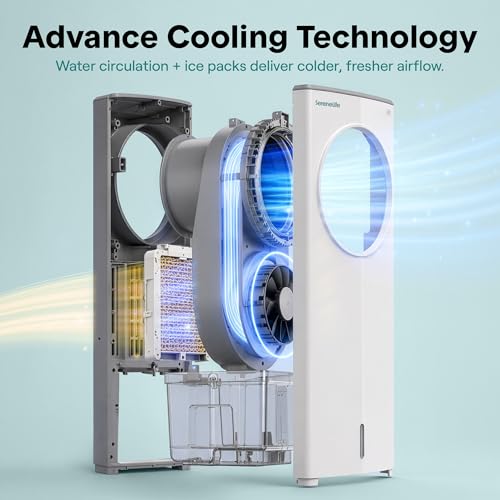 Portable Evaporative Air Cooler 4L Water Tank with Remote & Ice Packs