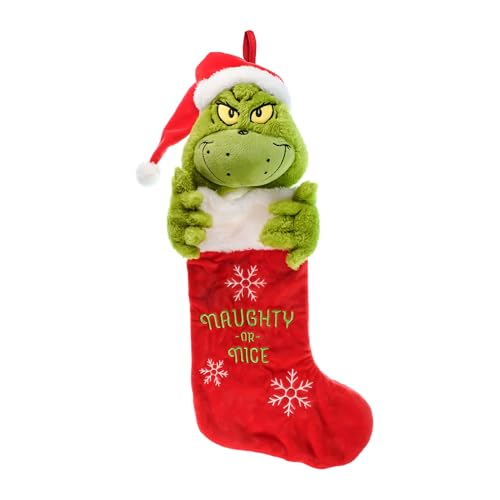 Dr. Seuss Grinch Christmas Stocking - 24 Inch Plush Holiday Decor