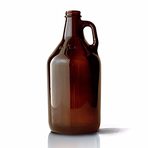 64 oz. Amber Glass Beer Growlers with Metal Caps, Set of 6