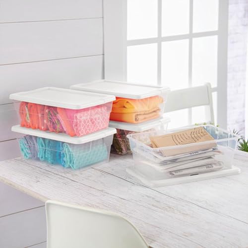 Clear Plastic Storage Box with Snap Lid 6 Quart 12 Pack