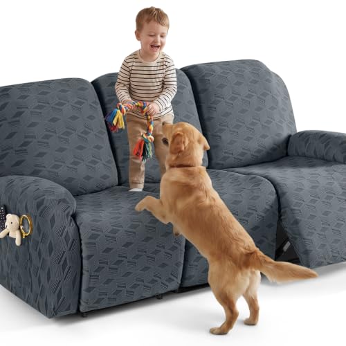 Stretch Recliner Sofa Cover for 3-Seater Couch - Dark Grey