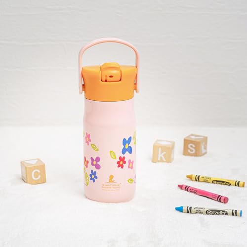 Zak Designs Harmony Kid Water Bottle Benefiting St. Jude, For Travel or At Home, 14oz Stainless Steel is Leak-Proof When Closed and Vacuum Insulated (Floral)