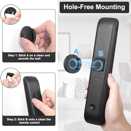 Magnetic Remote Control Holder Wall Mount 4 Pack Black