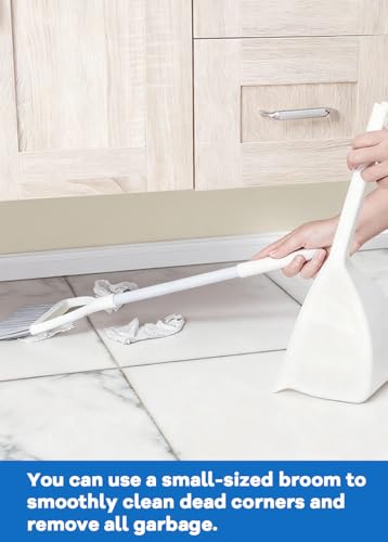 Small Broom and Dustpan Set - Compact Hand Sweeper for Tight Spaces (White)