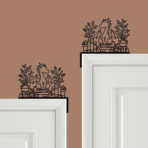 Metal Dragon Door Topper - Decorative Door Frame Corner Wall Art 9x9 Inch