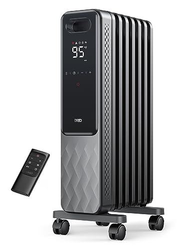 Oil Filled Radiator Space Heater 1500W with Digital Thermostat and Remote