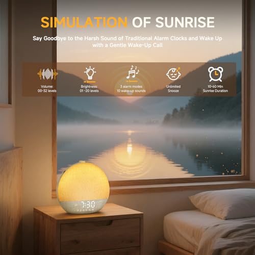 Sunrise Alarm Clock White Noise Machine with Bluetooth Speaker - Khaki