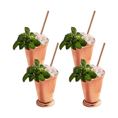 Sol Living Copper Mint Julep Cups Set of 4 - 12 oz Stainless Steel Barware