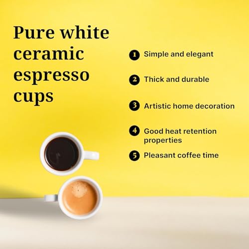 White Ceramic Espresso Cups Set of 2, 75ml Demitasse Coffee Mugs