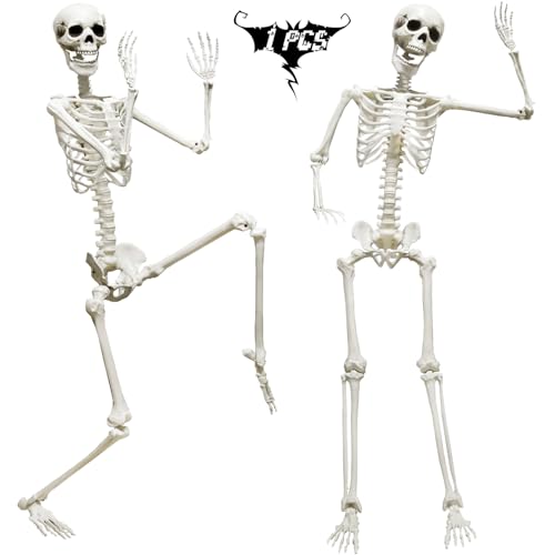 Life-Size Halloween Skeleton Decor with Posable Joints & Glowing Eyes - 5.9ft