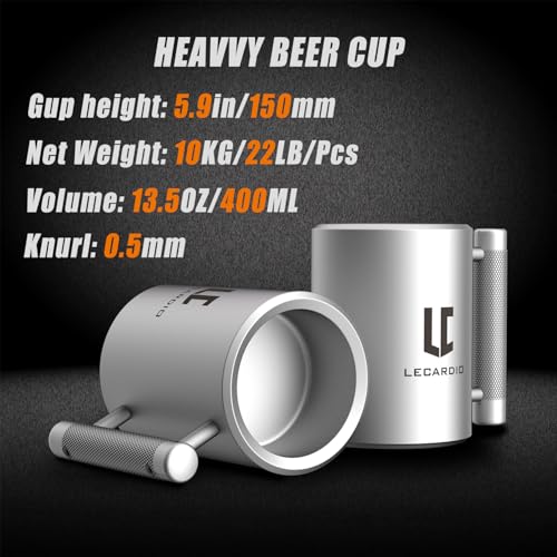 22lb Weighted Steel Mug - Heavy Duty Fitness Workout Beer Cup