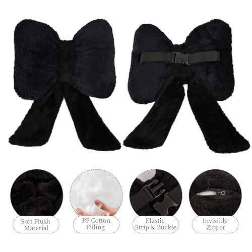 2 Pack Bow Neck Pillows - Plush Car Headrest Cushions for Comfort