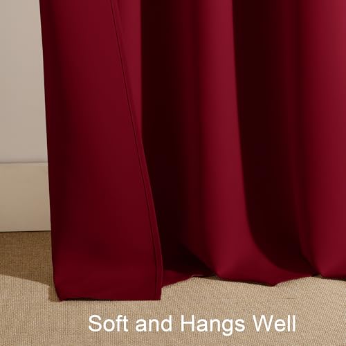 PONY DANCE Burgundy Red Blackout Curtains 42W x 72L (2 Panels) Thermal Insulated Rod Pocket