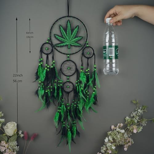 5-Ring Green Leaf Dream Catcher Wall Hanging Bohemian Home Decor