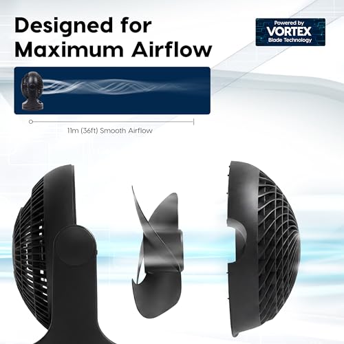 Oscillating Desk Fan with 3 Speeds and Adjustable Tilt, Black