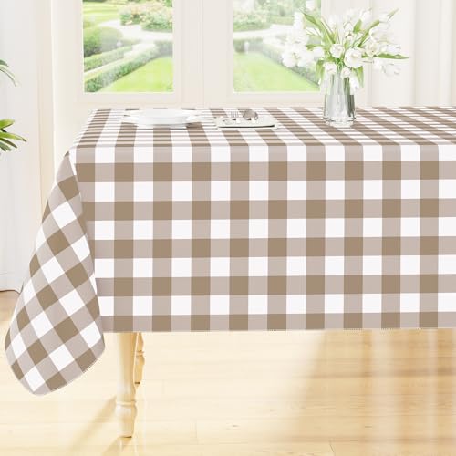 Waterproof Vinyl Tablecloth with Flannel Backing, 60x84 Buffalo Plaid