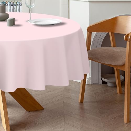 2-Pack 84-Inch Pink Round Disposable Plastic Tablecloths for Parties