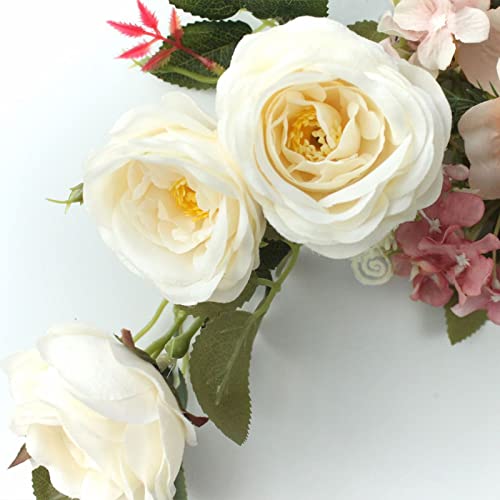 2-Piece Artificial Peony Flower Swag, 16-Inch Silk Eucalyptus Floral Decor