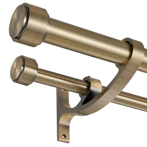 Adjustable Double Curtain Rod 72-144 Inch Gold with Bouquet Brackets