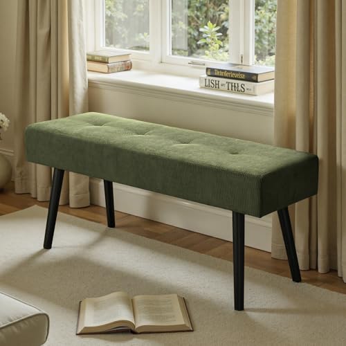Modern Corduroy Padded Entryway Bench - 39-Inch Rectangular Bed Bench