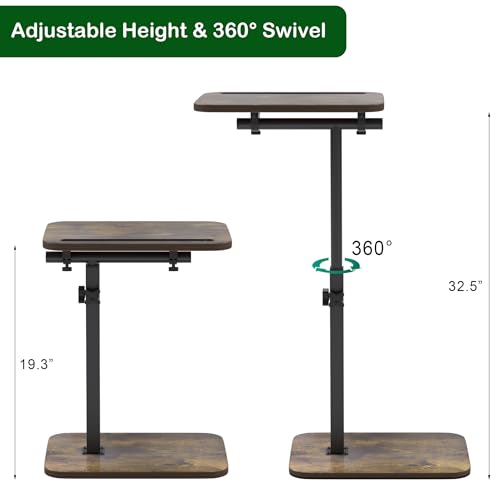 Adjustable C-Shaped Swivel Side Table with Tablet Slot for Couch