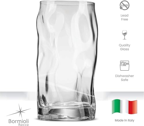 Sorgente 15.5 oz Cooler Glasses, Lead-Free Textured Glassware, Set of 6