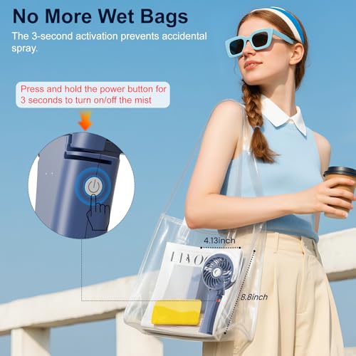 Portable Handheld Misting Fan Rechargeable Personal Water Mister Royal Blue