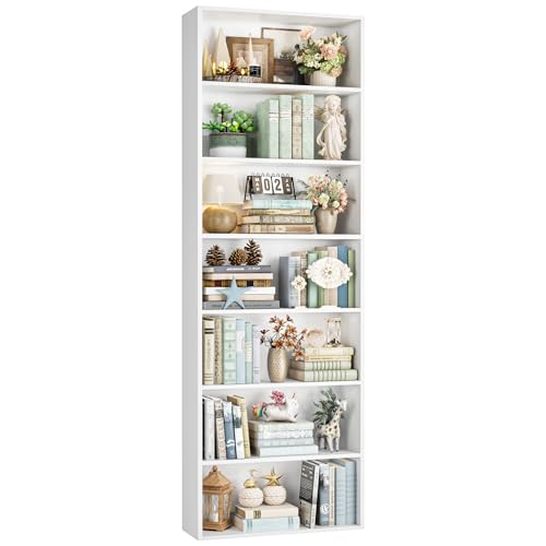 82-Inch 7-Tier Tall Bookshelf, Open Display Bookcase for Living Room
