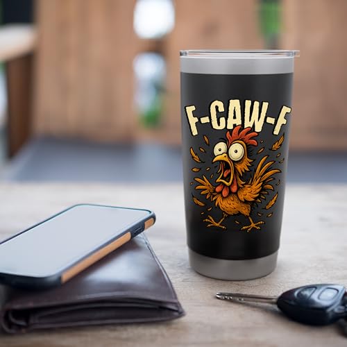20oz Black Stainless Steel Insulated Tumbler with Rooster Meme Design