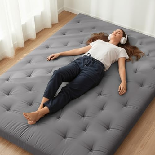 Queen Size Japanese Floor Futon Mattress, 2.5-Inch Thick Foldable Sleeping Pad
